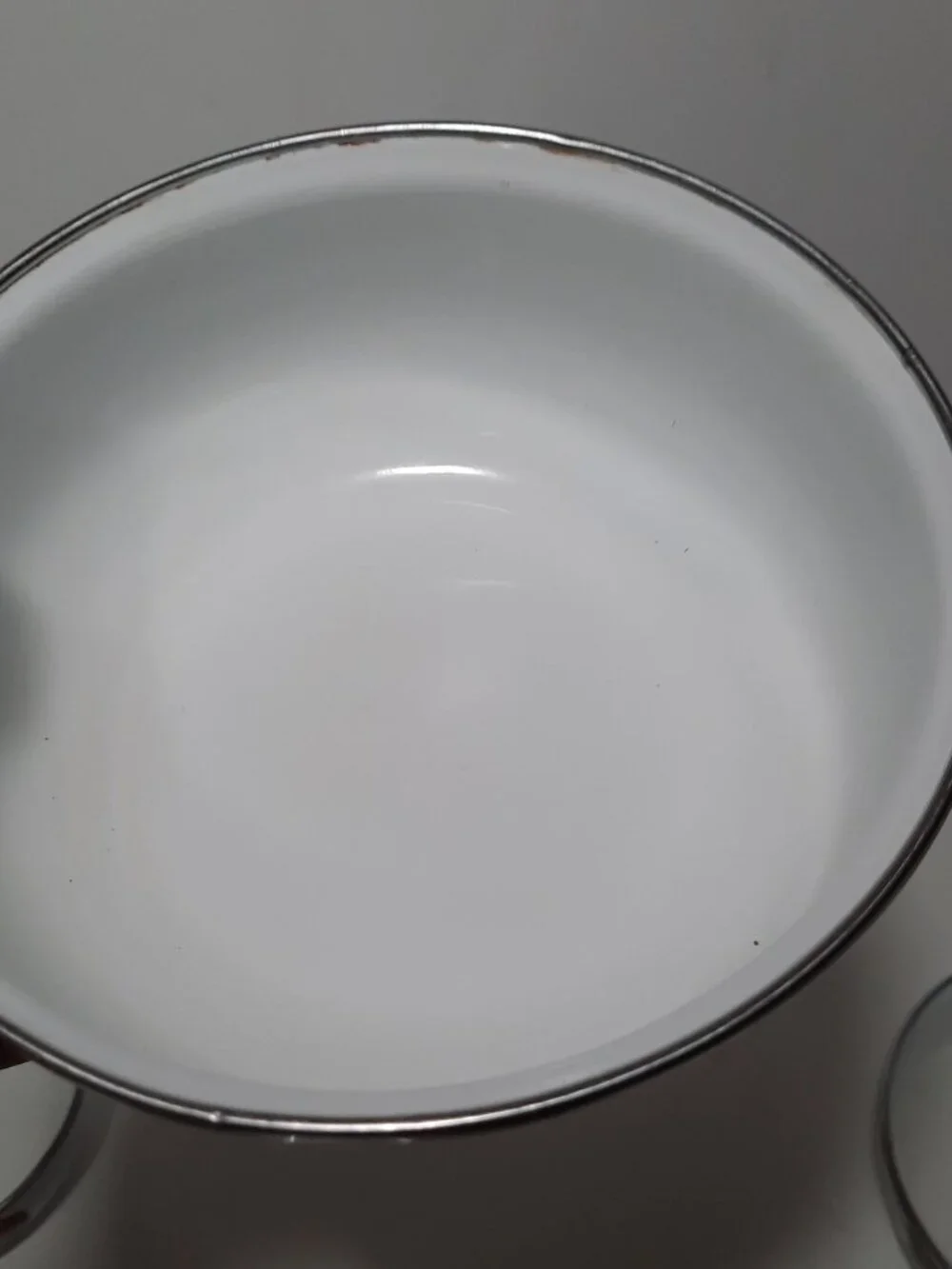 Vintage Enamelware Nesting Bowls Set 4 Vegetable Pattern Metal Rim Mixing